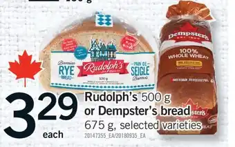 Fortinos RUDOLPH'S, 500 G OR DEMPSTER'S BREAD, 675 G offer