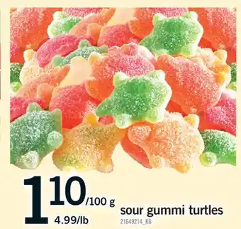 Fortinos SOUR GUMMI TURTLES, 4.99/LB offer