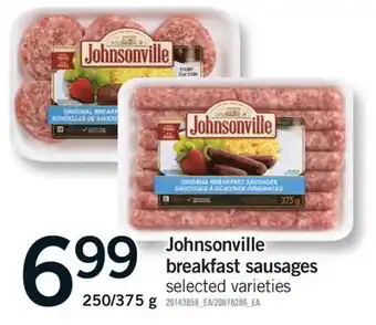 Fortinos JOHNSONVILLE BREAKFAST SAUSAGES, 250/375 G offer