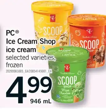 Fortinos PC ICE CREAM SHOP ICE CREAM, 946 ML offer