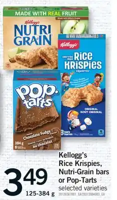 Fortinos KELLOGG'S RICE KRISPIES, NUTRI-GRAIN BARS OR POP-TARTS, 125-384 G offer