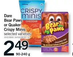 Fortinos DARE BEAR PAWS OR QUAKER OR CRISPY MINIS, 90-240 G offer