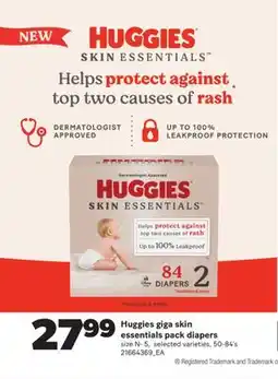 Real Canadian Superstore HUGGIES GIGA SKIN ESSENTIALS PACK DIAPERS SIZE N - 5, 50-84' S offer