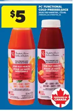 Real Canadian Superstore PC FUNCTIONAL COLD-PRESSED JUICE, 333 ML offer