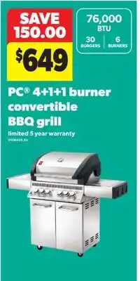 Real Canadian Superstore PC 4 + 1 + 1 BURNER CONVERTIBLE BBQ GRILL offer