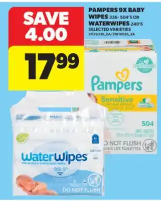Real Canadian Superstore PAMPERS 9X BABY WIPES 336-504'S OR WATERWIPES 240'S offer