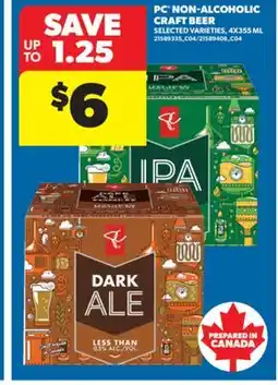 Real Canadian Superstore PC NON-ALCOHOLIC CRAFT BEER, 4X355 ML offer