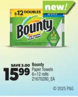 Real Canadian Superstore BOUNTY PAPER TOWELS, 6 = 12 ROLLS offer