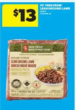 Real Canadian Superstore PC FREE FROM LEAN GROUND LAMB, 454 G offer