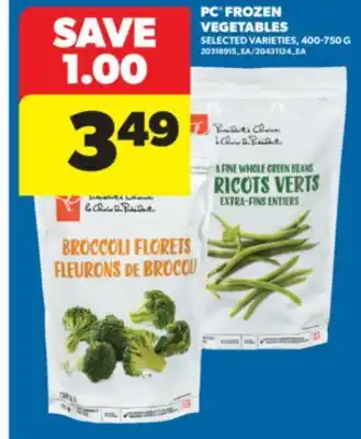 Real Canadian Superstore PC FROZEN VEGETABLES, 400-750 G offer