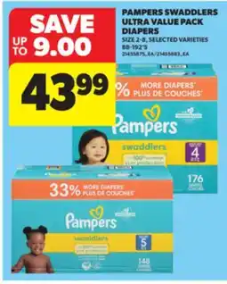 Real Canadian Superstore PAMPERS SWADDLERS ULTRA VALUE PACK DIAPERS, 88-192'S offer