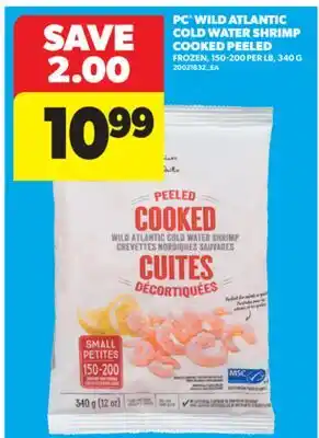 Real Canadian Superstore PC WILD ATLANTIC COLD WATER SHRIMP COOKED, 150-200 PER LB, 340 G offer