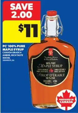 Real Canadian Superstore PC 100% PURE MAPLE SYRUP, 500 ML offer