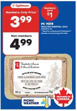 Real Canadian Superstore PC PÂTÉ, 150 G offer