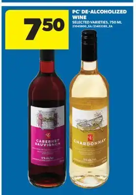 Real Canadian Superstore PC DE-ALCOHOLIZED WINE, 750 ML offer