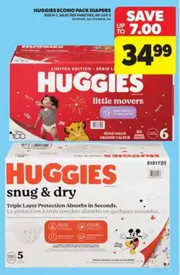 Real Canadian Superstore HUGGIES ECONO PACK DIAPERS, SIZE N-7, 60-200'S offer