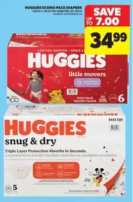 Real Canadian Superstore HUGGIES ECONO PACK DIAPERS, SIZE N-7, 60-200'S offer