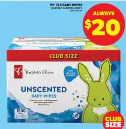 Real Canadian Superstore PC 12X BABY WIPES, 1200'S offer
