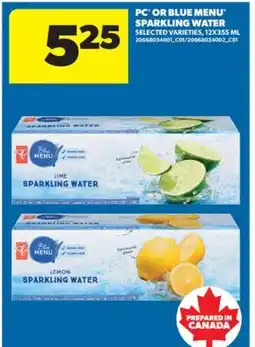 Real Canadian Superstore PC OR BLUE MENU SPARKLING WATER, 12X355 ML offer