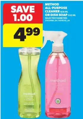 Real Canadian Superstore METHOD ALL-PURPOSE CLEANER, 828 ML OR DISH SOAP, 532 ML offer