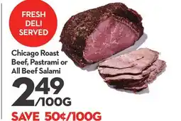 Longo's Chicago Roast Beef, Pastrami or All Beef Salami offer