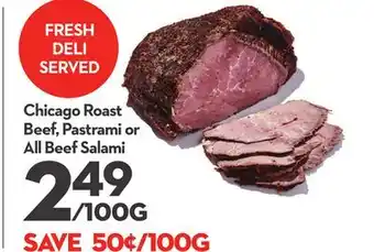 Longo's Chicago Roast Beef, Pastrami or All Beef Salami offer