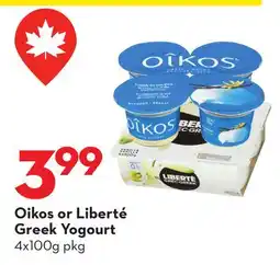 Longo's Oikos or Liberté Greek Yogourt offer