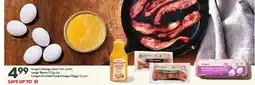 Longo's Longo's Orange Juice 1.54L bottle Longo' Bacon 375g pkg Longo's Enriched Coop Omega 3 Eggs 12 pack offer