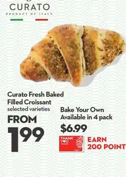 Longo's Curato Fresh Baked Filled Croissant offer
