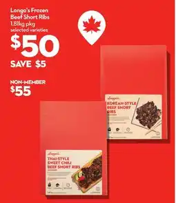 Longo's Frozen Beef Short Ribs offer