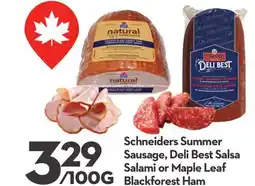 Longo's Schneiders Summer Sausage, Deli Best Salsa Salami or Maple Leaf Blackforest Ham offer