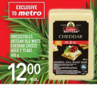 Metro Irresistibles artisan old white cheddar cheese aged 2 years offer