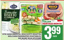 Food Basics VITA SANA GNOCCHI, RISO SCOTTI RISOTTO, MOLISANA MARINATED VEGETABLES, RIO MARE INSALATISSIME offer
