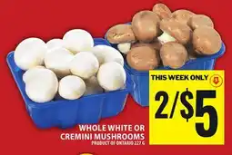 Food Basics WHOLE WHITE OR CREMINI MUSHROOMS offer