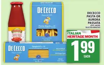 Food Basics DECECCO PASTA OR AURORA PASSATA offer