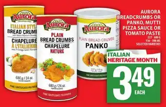 Food Basics AURORA BREADCRUMBS OR PANKO, MUTTI PIZZA SAUCE OR TOMATO PASTE offer