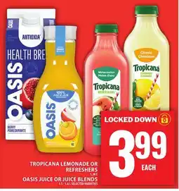 Food Basics TROPICANA LEMONADE OR REFRESHERS OR OASIS JUICE OR JUICE BLENDS offer