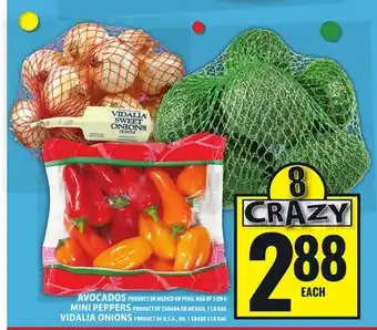 Food Basics AVOCADOS OR MINI PEPPERS OR VIDALIA ONIONS offer