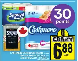 Food Basics CASHMERE BATHROOM TISSUE or SPONGE TOWELS ULTRA or SCOTTIES FACIAL TISSUE offer