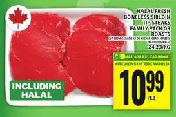 Food Basics HALAL FRESH BONELESS SIRLOIN TIP STEAKS FAMILY PACK OR ROASTS offer