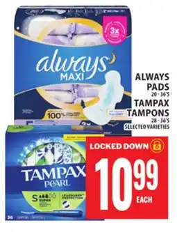 Food Basics ALWAYS PADS OR TAMPAX TAMPONS offer