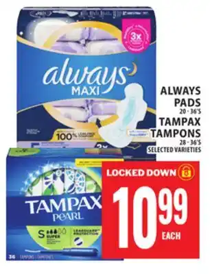 Food Basics ALWAYS PADS OR TAMPAX TAMPONS offer