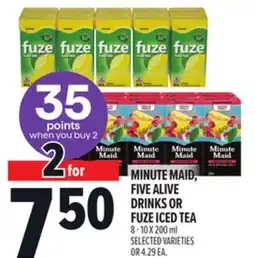 Metro MINUTE MAID, FIVE ALIVE DRINKS OR FUZE ICED TEA offer