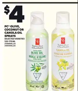 Loblaws PC OLIVE, COCONUT OR CANOLA OIL SPRAYS, 120-170 ML offer