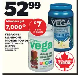 Loblaws VEGA ONE ALL-IN-ONE PROTEIN POWDER, 834-876G offer