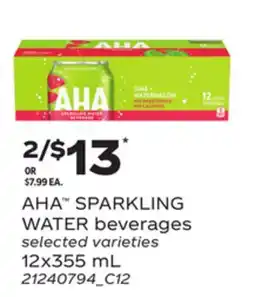 Loblaws AHA SPARKLING WATER BEVERAGES, 12x355 mL offer