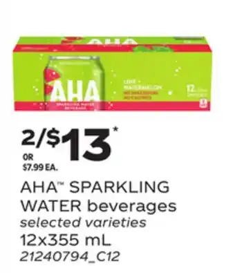 Loblaws AHA SPARKLING WATER BEVERAGES, 12x355 mL offer