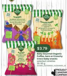 Loblaws BABY GOURMET ORGANIC PUFFIES, BARS OR CRUNCHY CROCS BABY SNACKS, 35-90 G offer