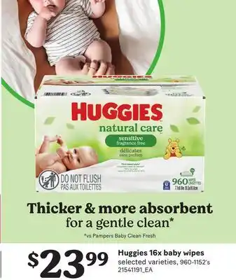 Loblaws HUGGIES 16X BABY WIPES, 960-1152's offer