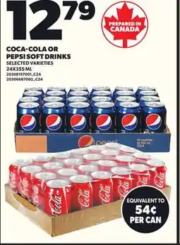 Loblaws COCA-COLA OR PEPSI SOFT DRINKS, 24X355ML offer